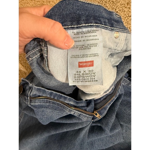 Wrangler Carpenter Jeans Mens Size 34x30 Denim Utility Work Pants Blue - Picture 10 of 12